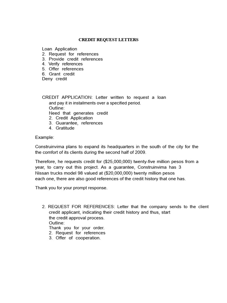 Credit Application Letters | PDF | Credit History | Credit