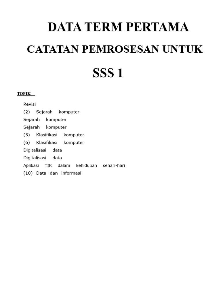 Catatan Lengkap Pengolahan Data SS1 | PDF