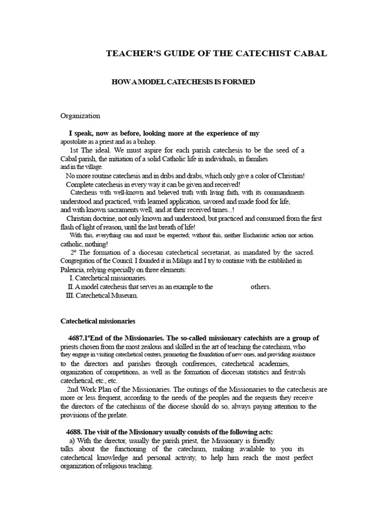 Model Catechesis Teacher's Guide | PDF | Catechism | Mass (Liturgy)