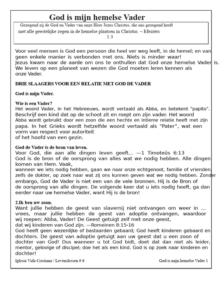 God Is Mijn Hemelse Vader | PDF