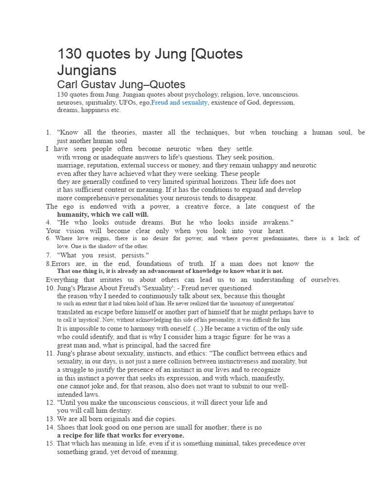 130 Quotes from Jung | PDF | Carl Jung | Neurosis