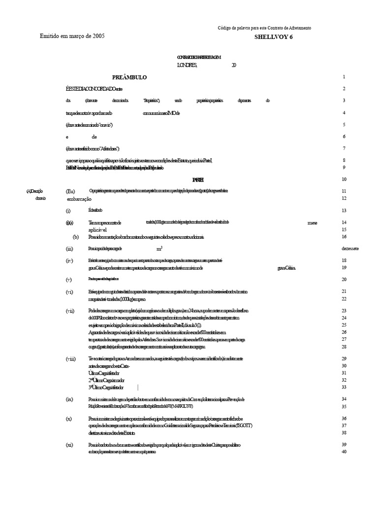 Contrato de Afretamento SHELLVOY 6 | PDF | Tempo | Navios