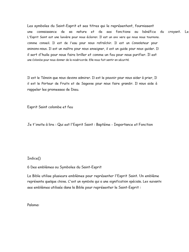 Symboles et Titres de l'Esprit Saint | PDF | Saint-Esprit | Onction