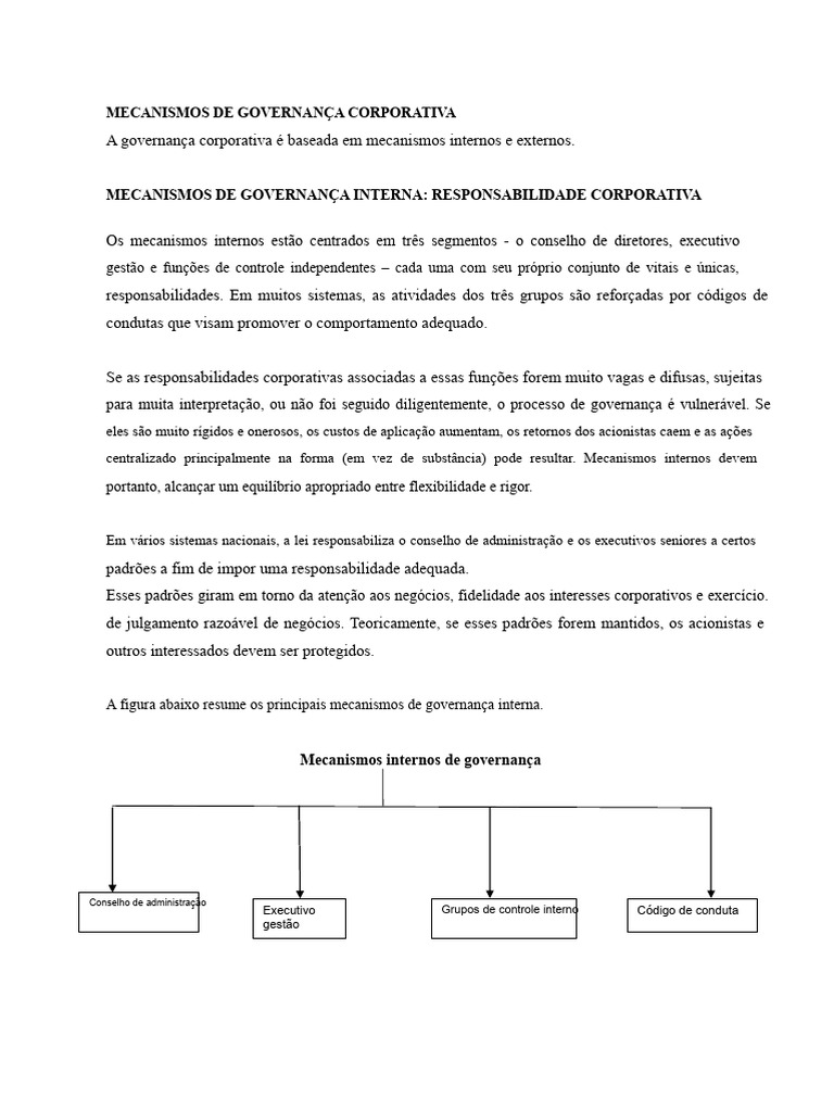 Mecanismos de Governança Corporativa | PDF | Governança | Aquisição