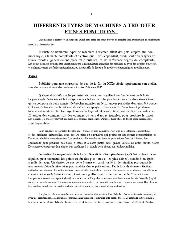 Types de machines à tricoter et fonctions | PDF | Tricot | Les textiles