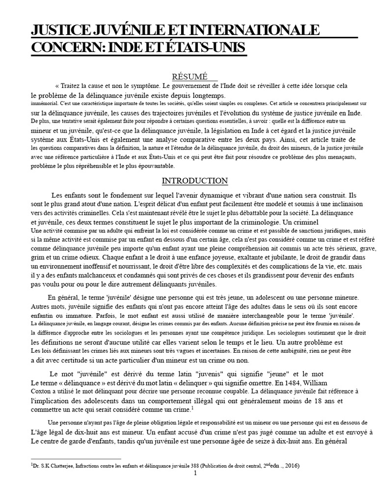 Justice juvénile : Inde vs États-Unis | PDF | Crime et violence | Crimes