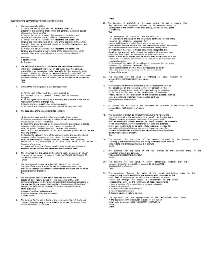 Credit Questionnaire for Financial Analysis | PDF | Invoice | Financial ...