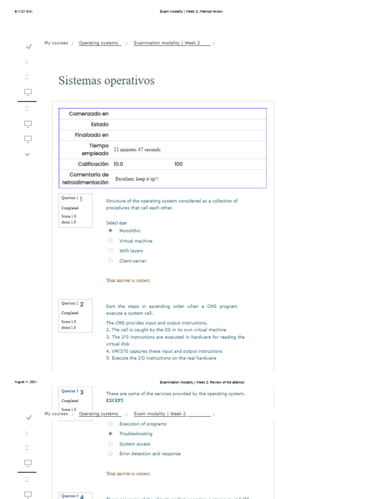 Week 2 Operating Systems Exam Review | PDF | Operating System ...