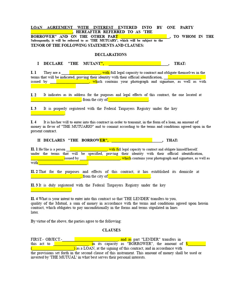Loan Agreement with Interest Terms | PDF | Loans | Interest