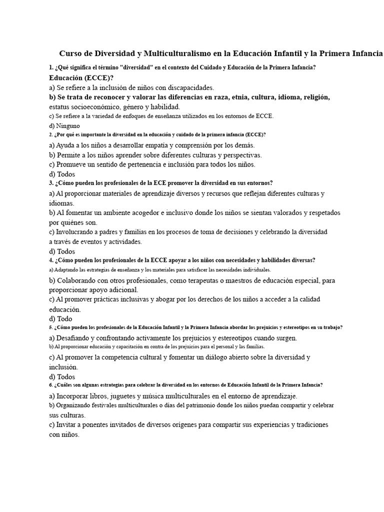 Diversidad y Multiculturalismo en ECCE | PDF | Inclusión (Educación ...