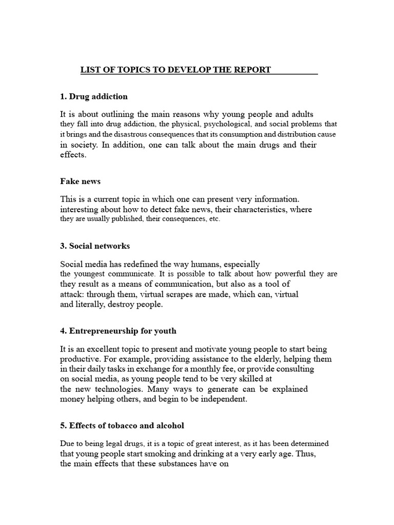Key Topics for Youth Report Development | PDF | Adolescence | Bullying