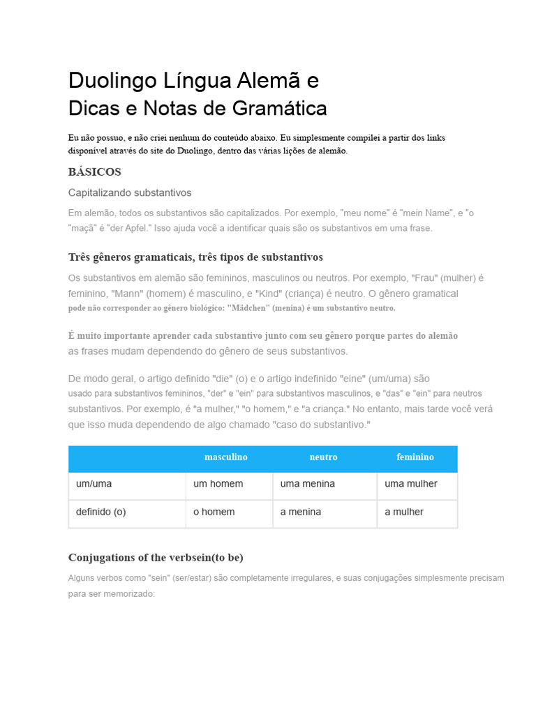 Dicas de Gramática para Aprender Alemão | PDF | Pronome | Plural