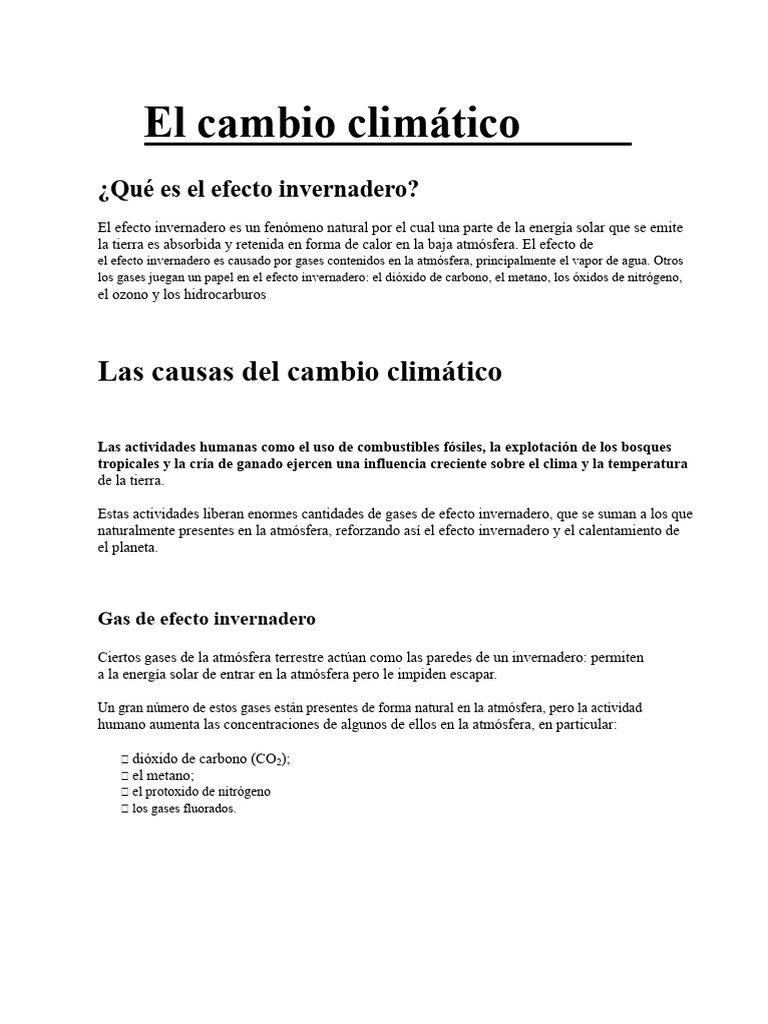 Efecto Invernadero y Cambio Climático | PDF | Gases de efecto ...