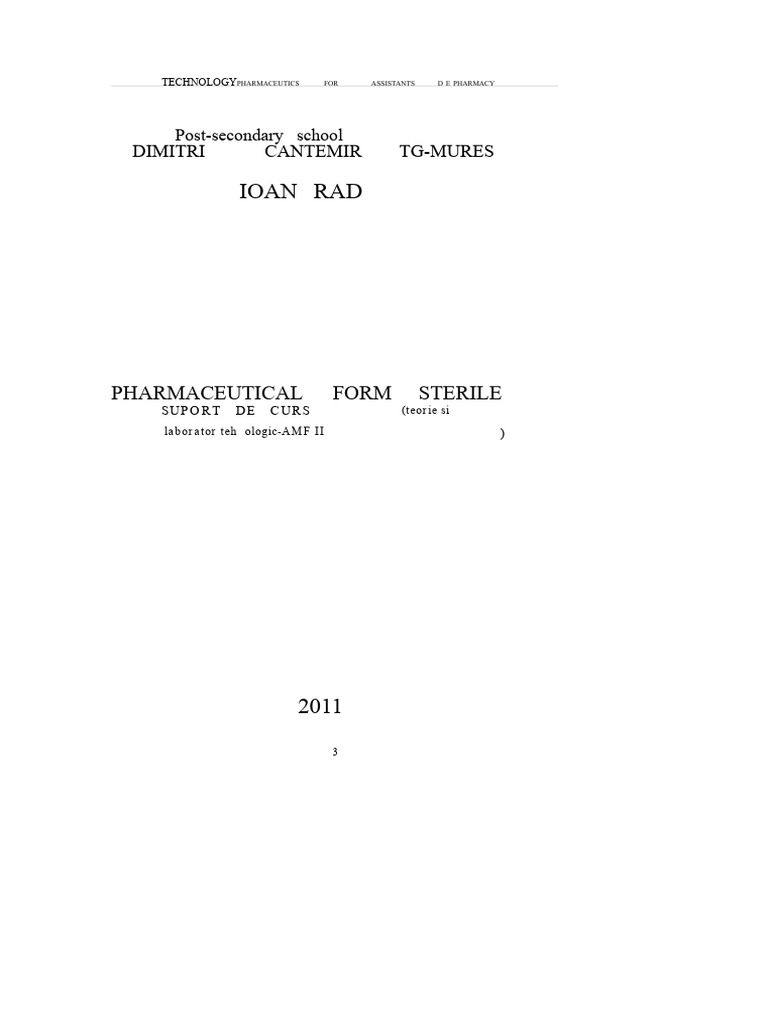 Injectable Preparations in Pharmacy | PDF | Sterilization (Microbiology ...