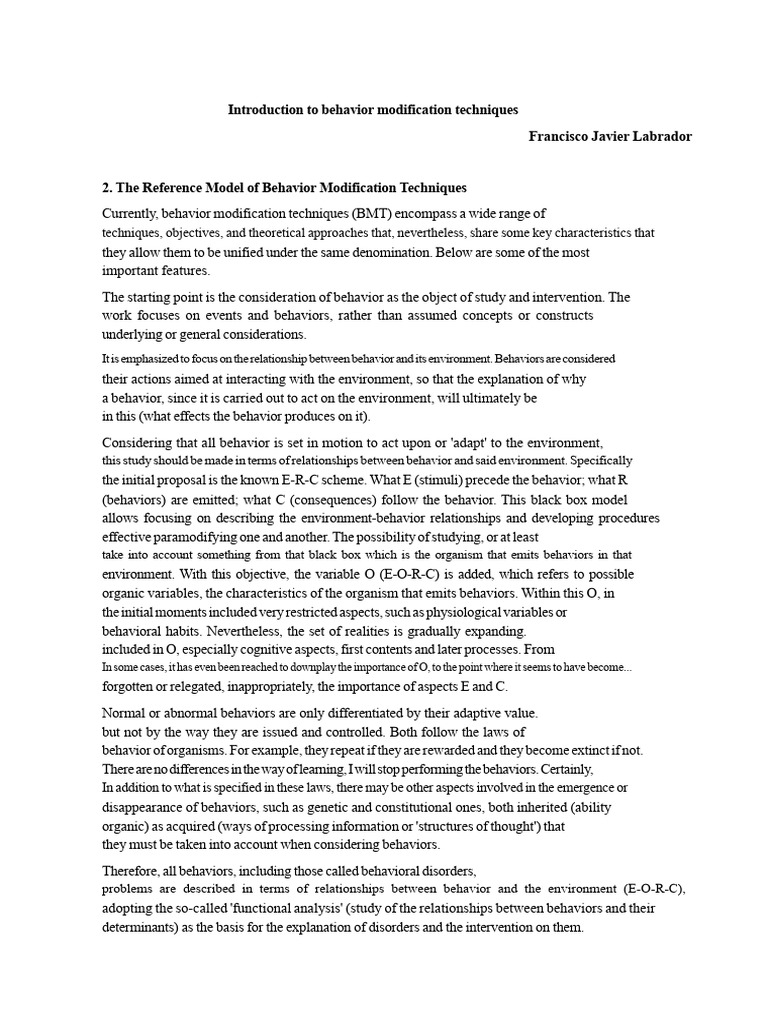 Behavior Modification Techniques Overview | PDF | Behaviorism | Psychology