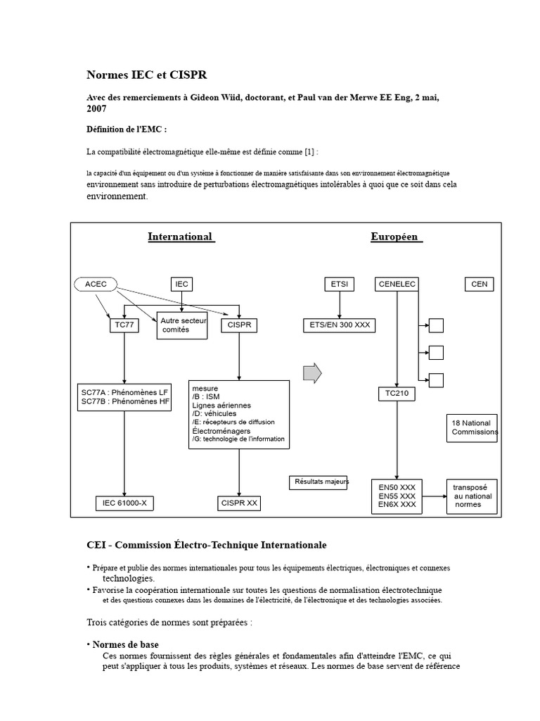 Normes IEC et CISPR sur l'EMC PDF Compatibilité électromagnétique — free download