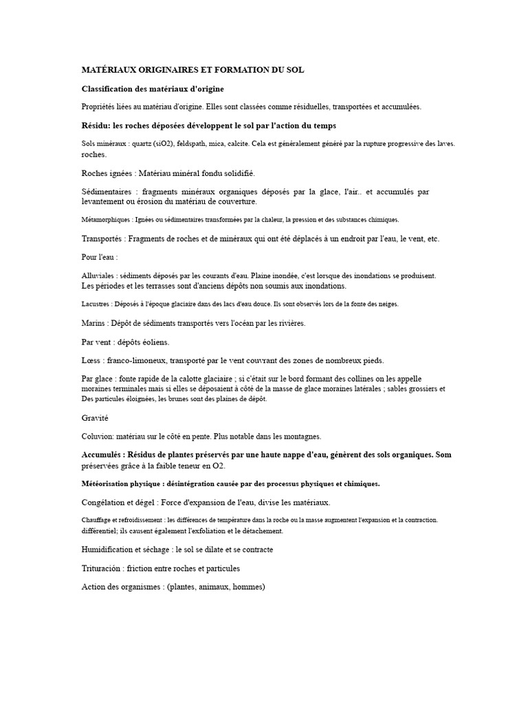 Formation et Classification des Sols | PDF | Sol (pédologie) | Roche ...