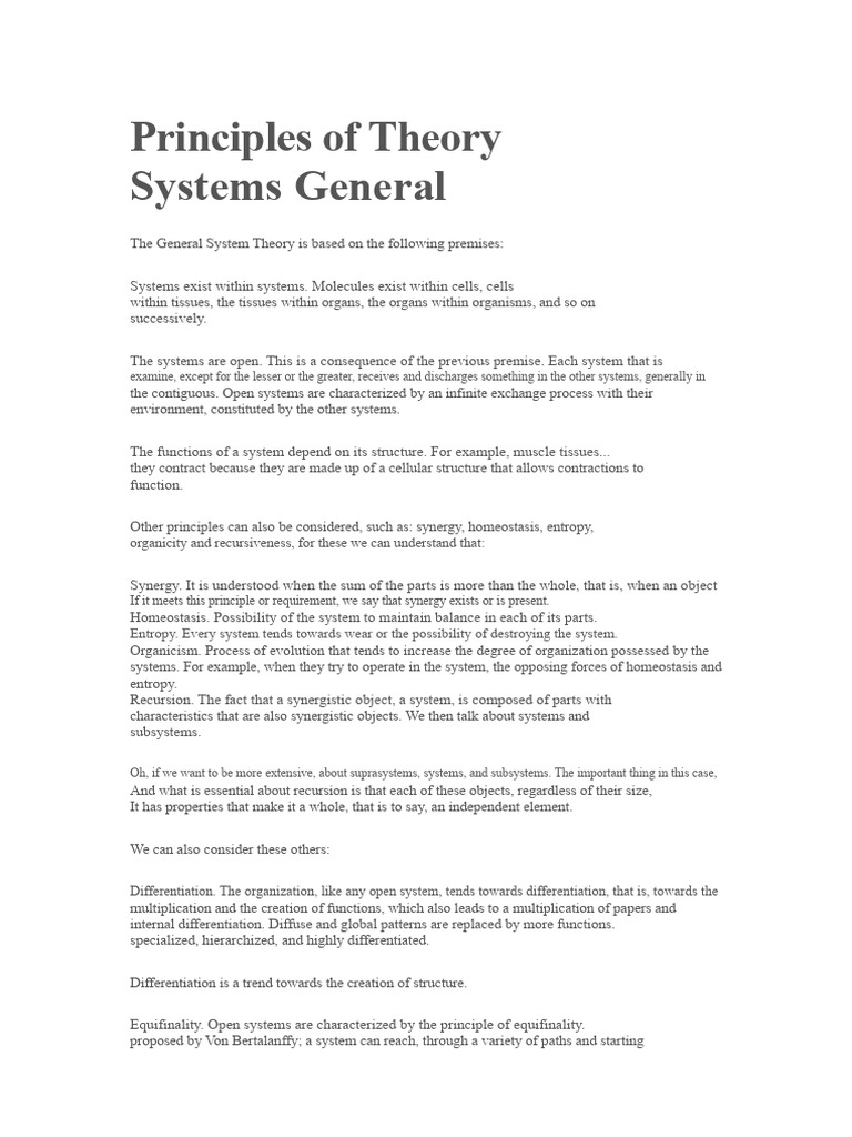 7 Principles of General Systems Theory | PDF | System | Systems Theory