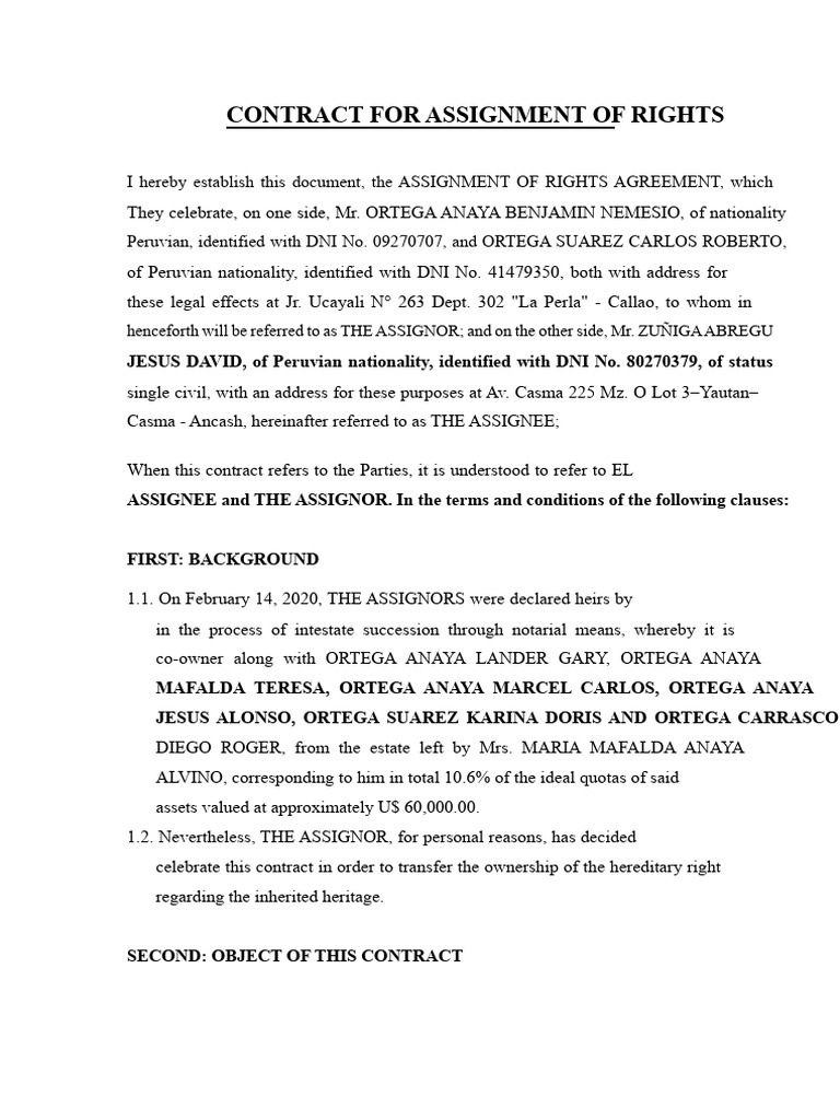 Contract For Assignment of Rights PDF | PDF | Assignment (Law) | Civil ...