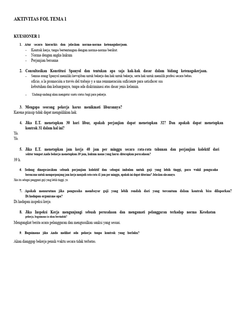 Aktivitas Fol Tema 1 | PDF
