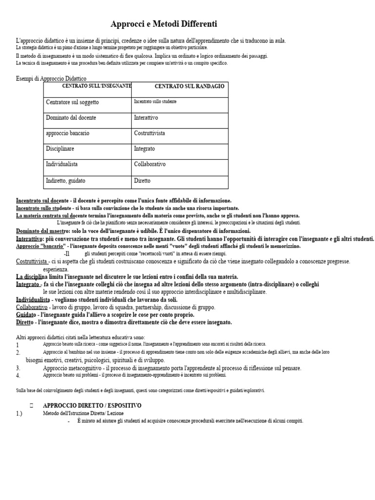 Approcci e Metodi Diversi | PDF