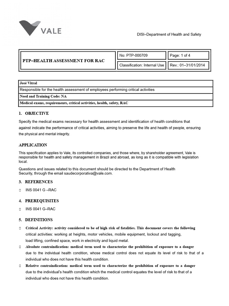 PTP - 000709 DISI - Health Assessment For RAC | PDF | Physician ...