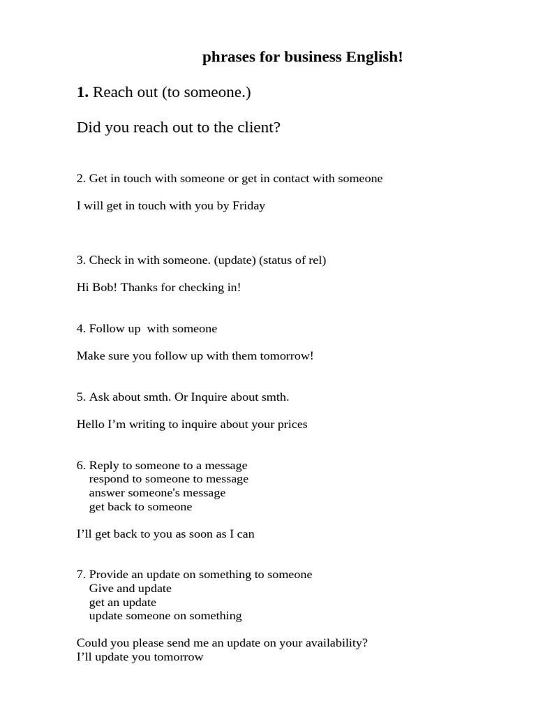 Essential Business English Phrases | PDF