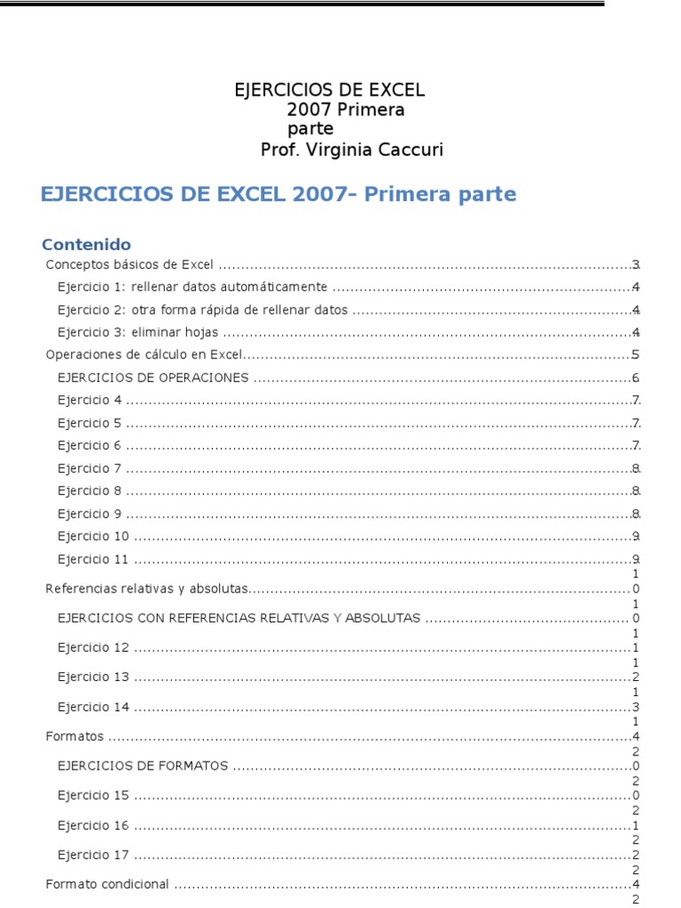 Ejercicios Básicos de Excel 2007 | PDF | Hoja de cálculo | Fórmula