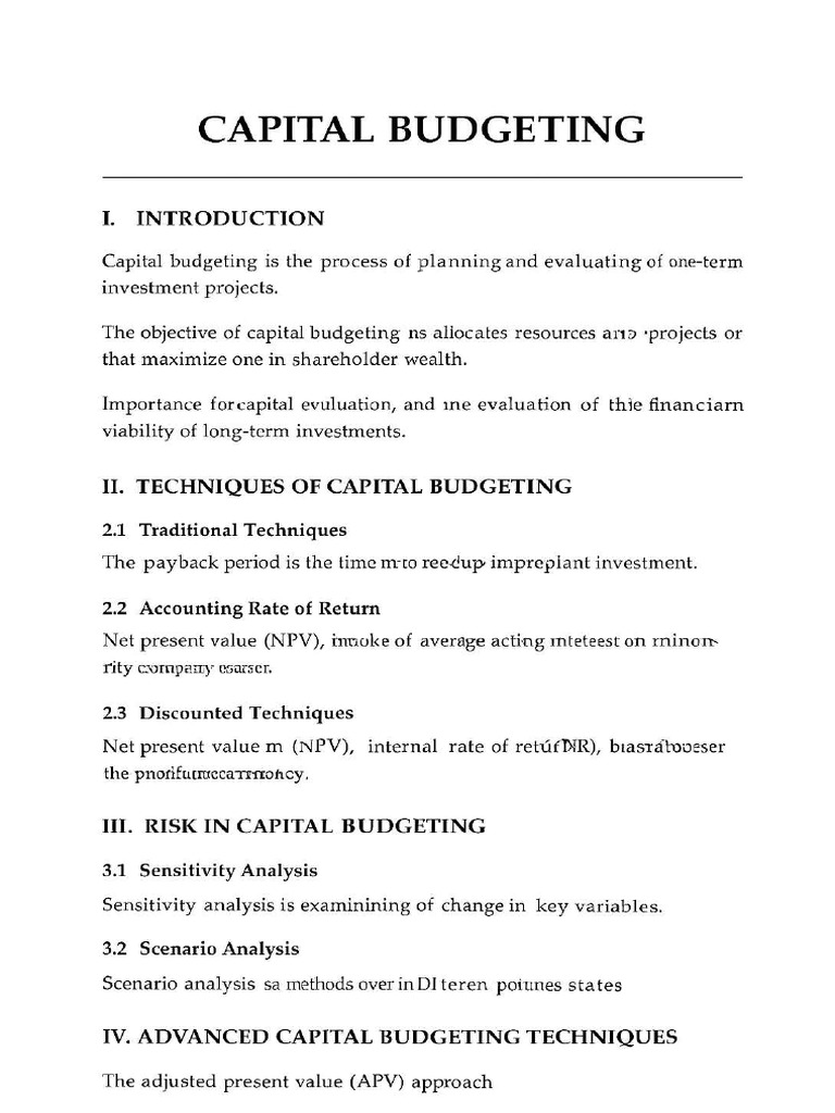 Capital Budgeting Overview Document | PDF