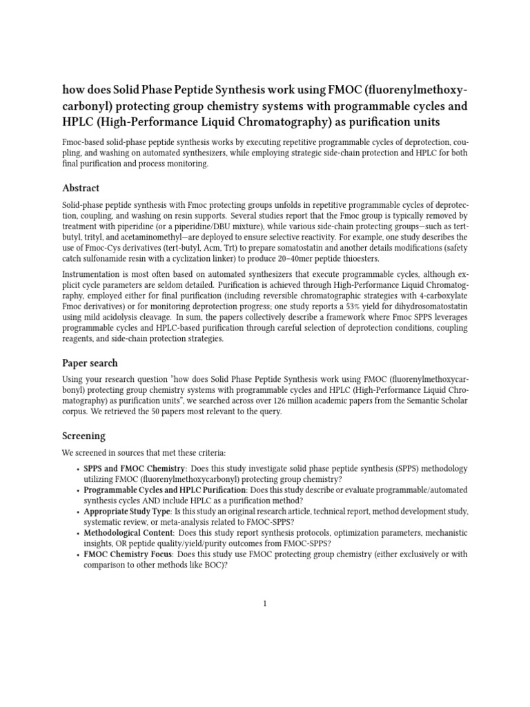 Fmoc Solid Phase Peptide Synthesis Guide | PDF | Chemistry | Organic ...