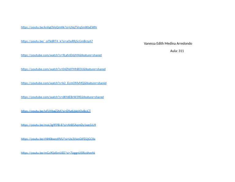 YouTube Video Links Compilation | PDF