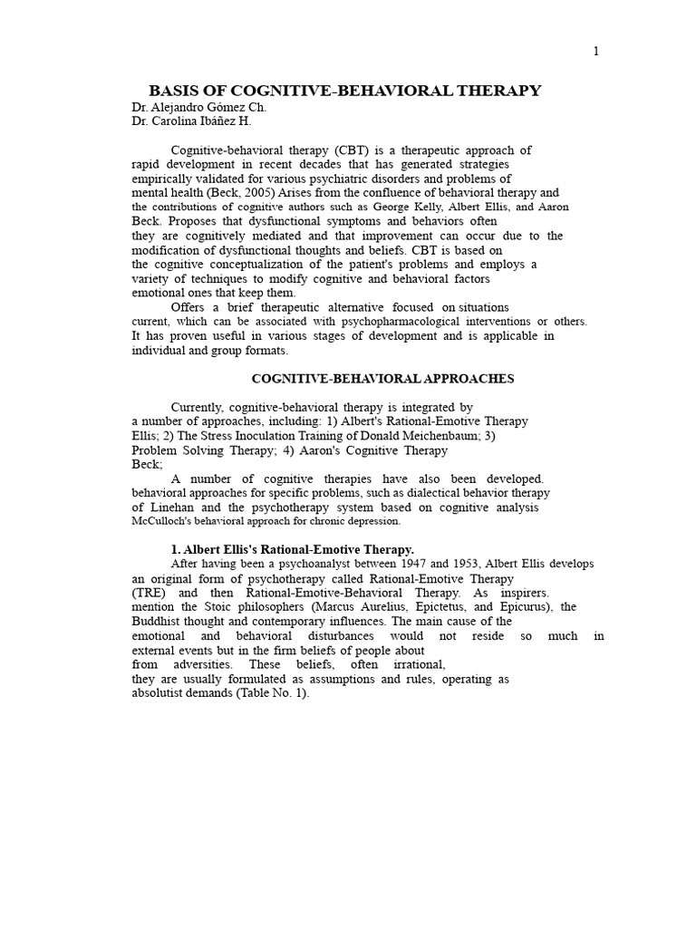 Cognitive-Behavioral Therapy Overview | PDF | Cognitive Behavioral ...
