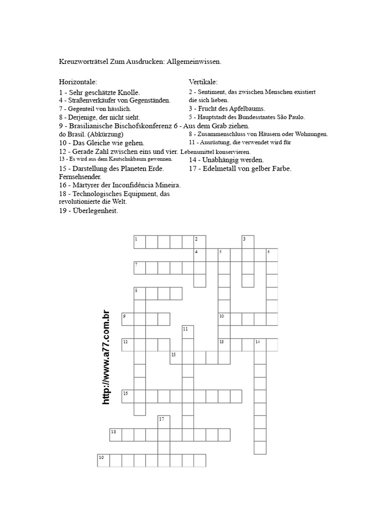 Kreuzworträtsel Zum Ausdrucken | PDF