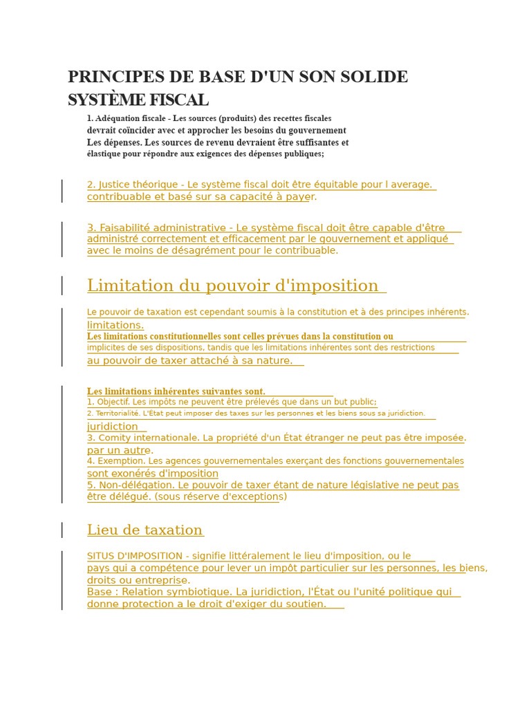 Principes Fondamentaux de la Fiscalité | PDF | Impôts | Fraude fiscale