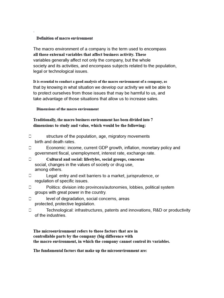 The Macro Environment and Micro Environment | PDF | Economies | Economics