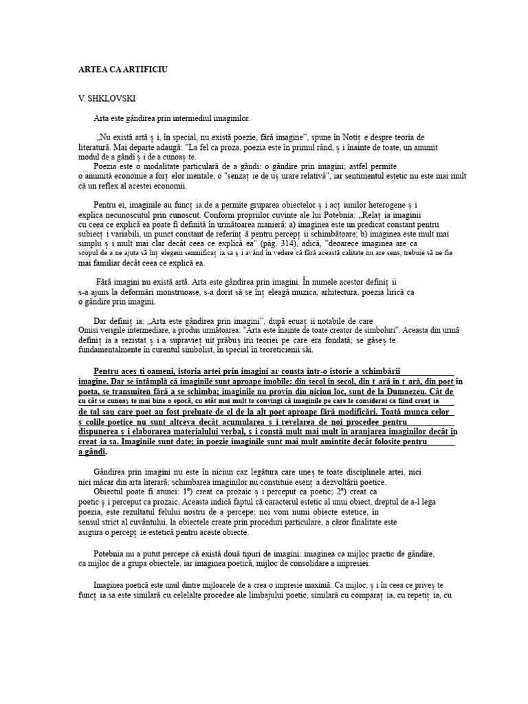 Rezumat Artea Ca Artificiu | PDF