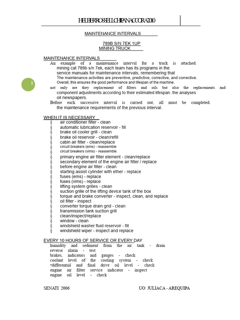 789B Mining Truck Maintenance Guide | PDF | Brake | Oil