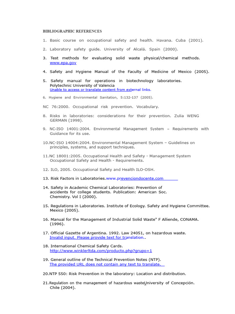 Bibliographic References | PDF | Occupational Safety And Health ...