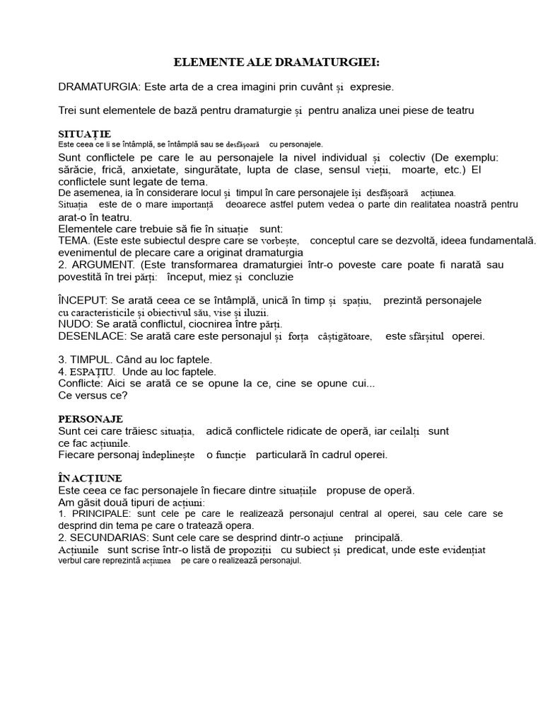 Elemente Ale Dramaturgiei | PDF