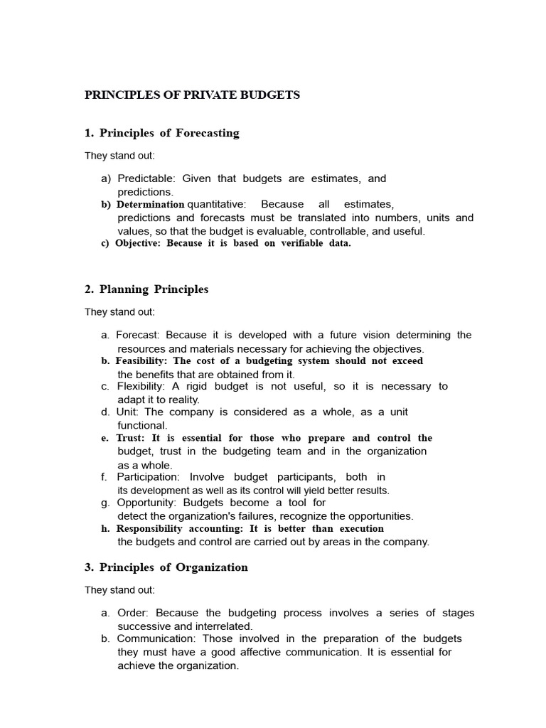 Key Principles of Private Budgets | PDF | Forecasting | Budget