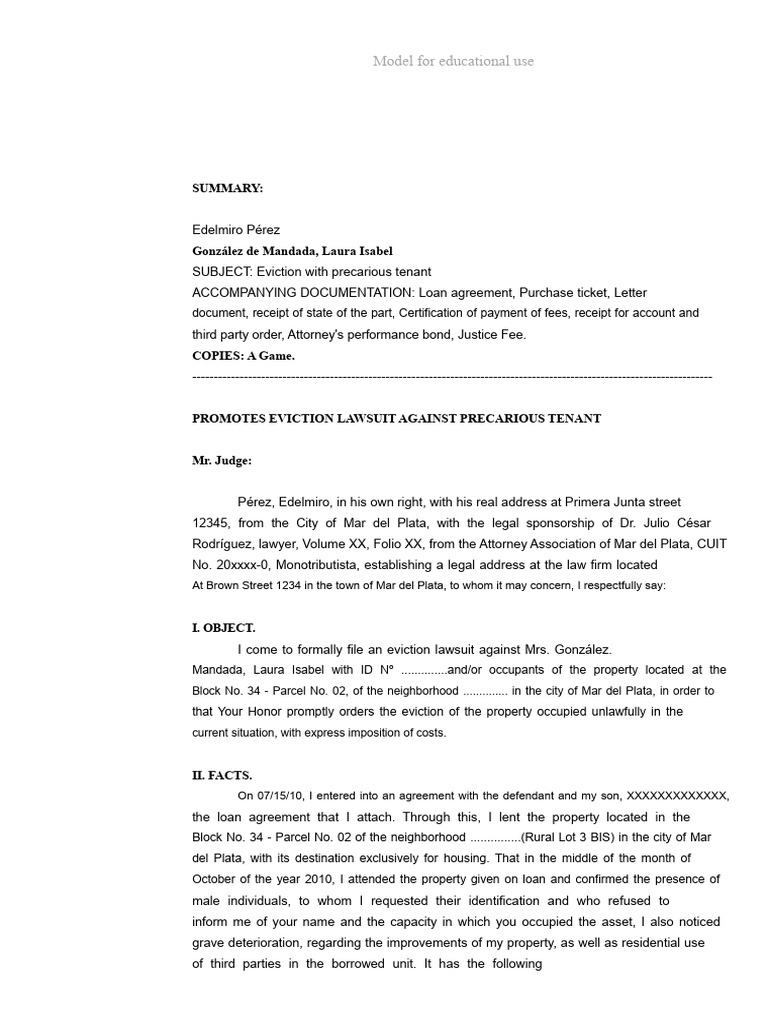 Eviction Lawsuit Against Tenant | PDF | Lawsuit | Eviction