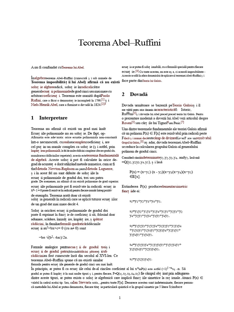 Teorema Abel-Ruffini | PDF