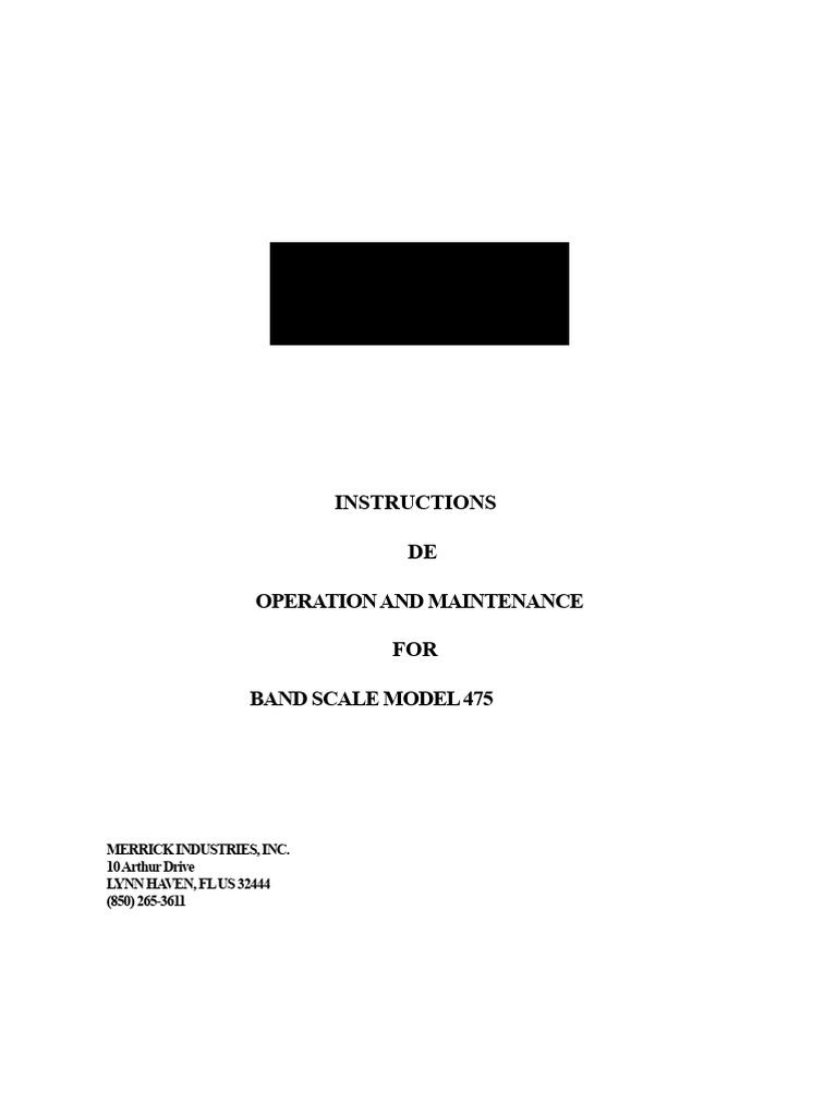 Merrick Model 475 Band Scale Manual | PDF | Humidity | Belt (Mechanical)