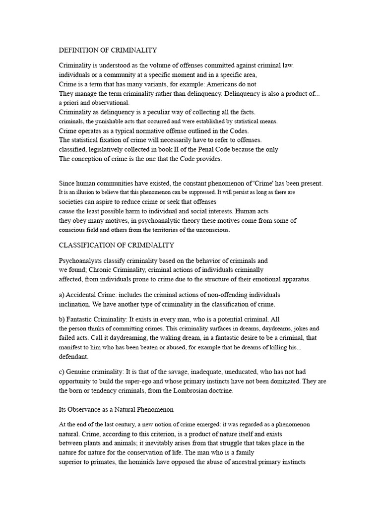 Understanding Criminality and Its Factors | PDF | Crimes | Crime & Violence