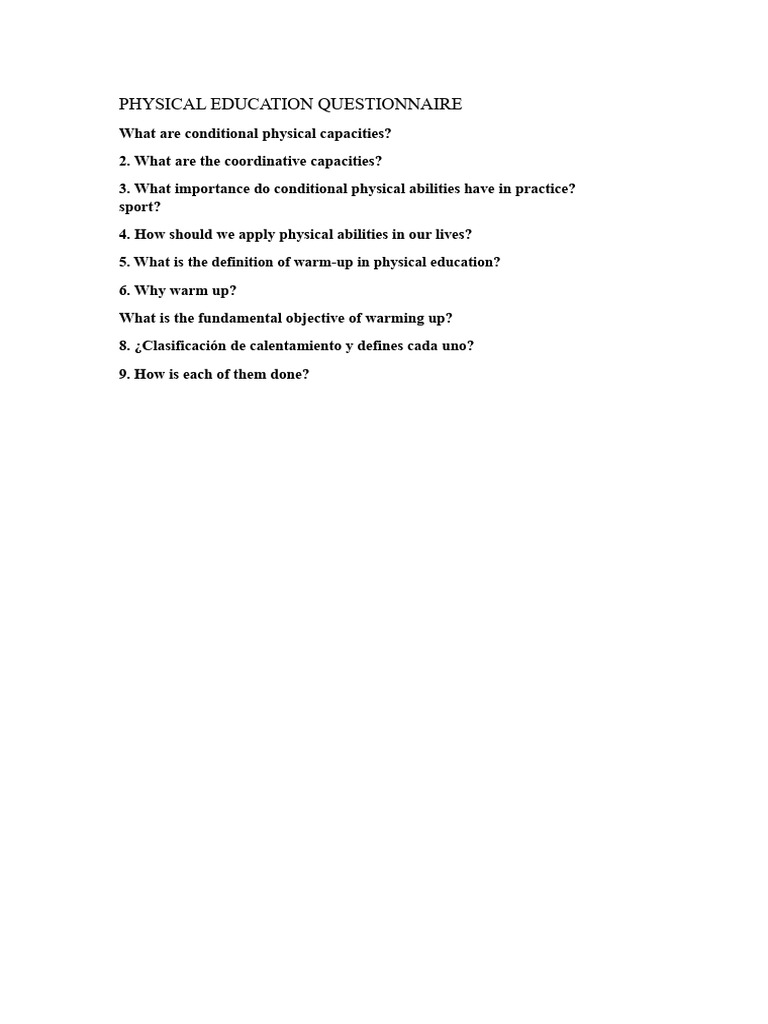 Physical Education Questionnaire Insights | PDF