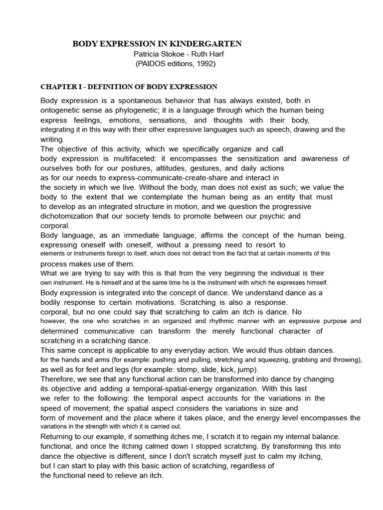 Body Expression Techniques in Kindergarten | PDF | Communication ...