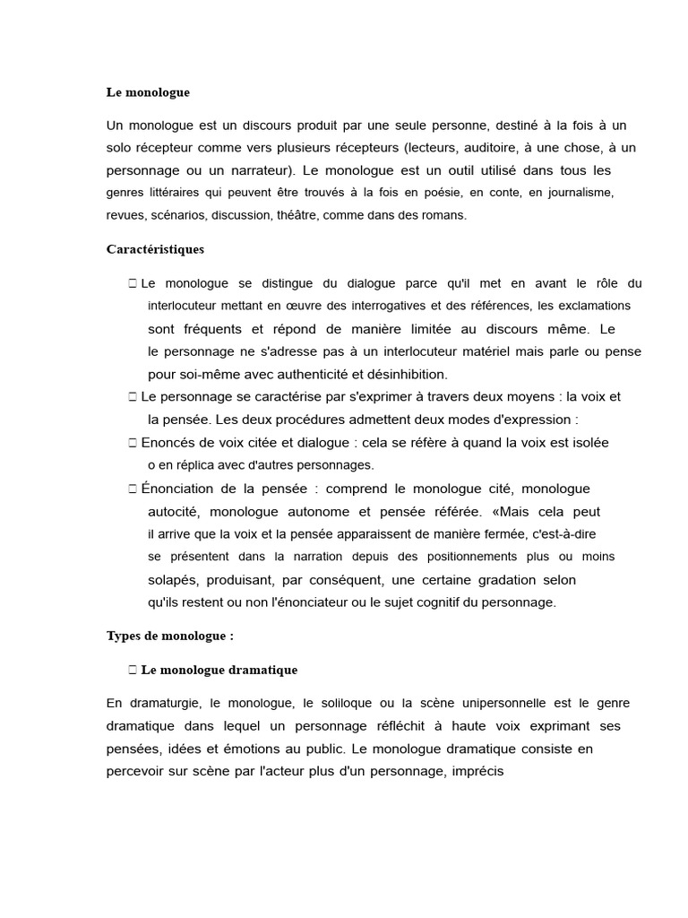 Qu'est-ce qu'un monologue ? | PDF | Monologue | Comédie