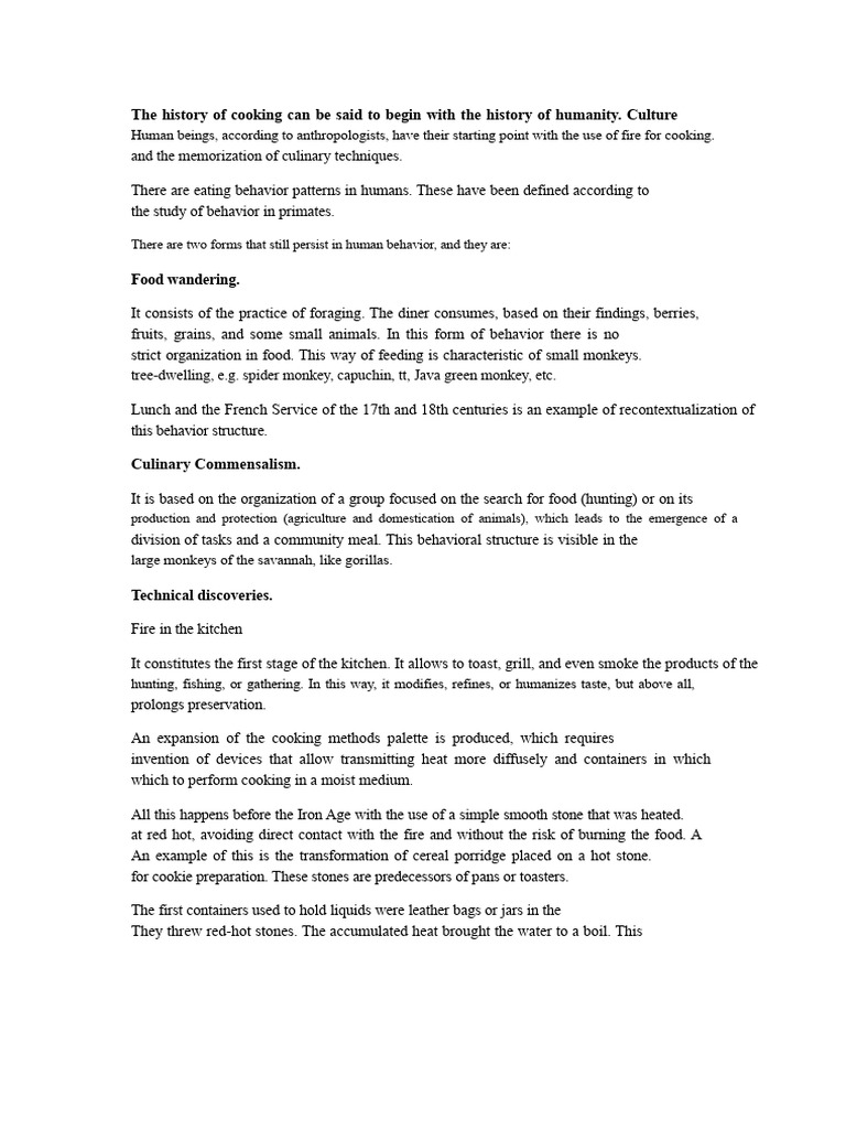 Evolution of Cooking Techniques Through History | PDF | French Cuisine ...
