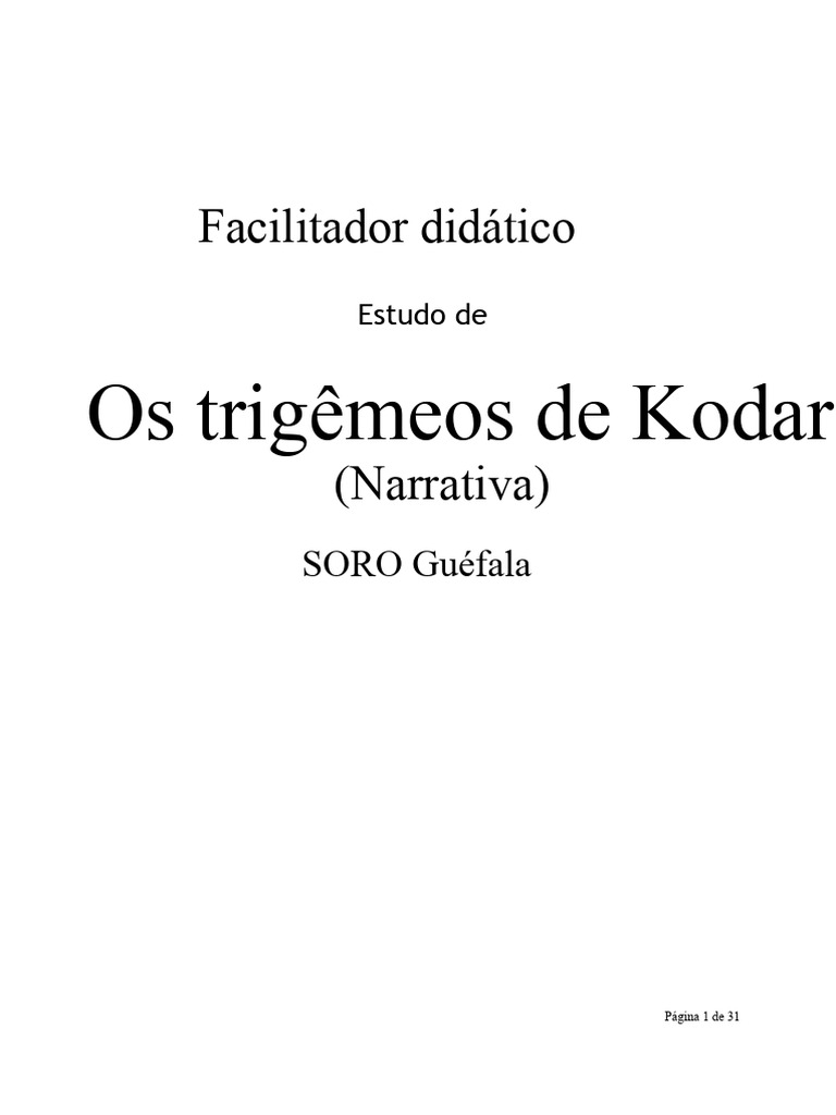 Estudo Didático: Os Trigêmeos de Kodar | PDF | Pedagogia | Narrativa
