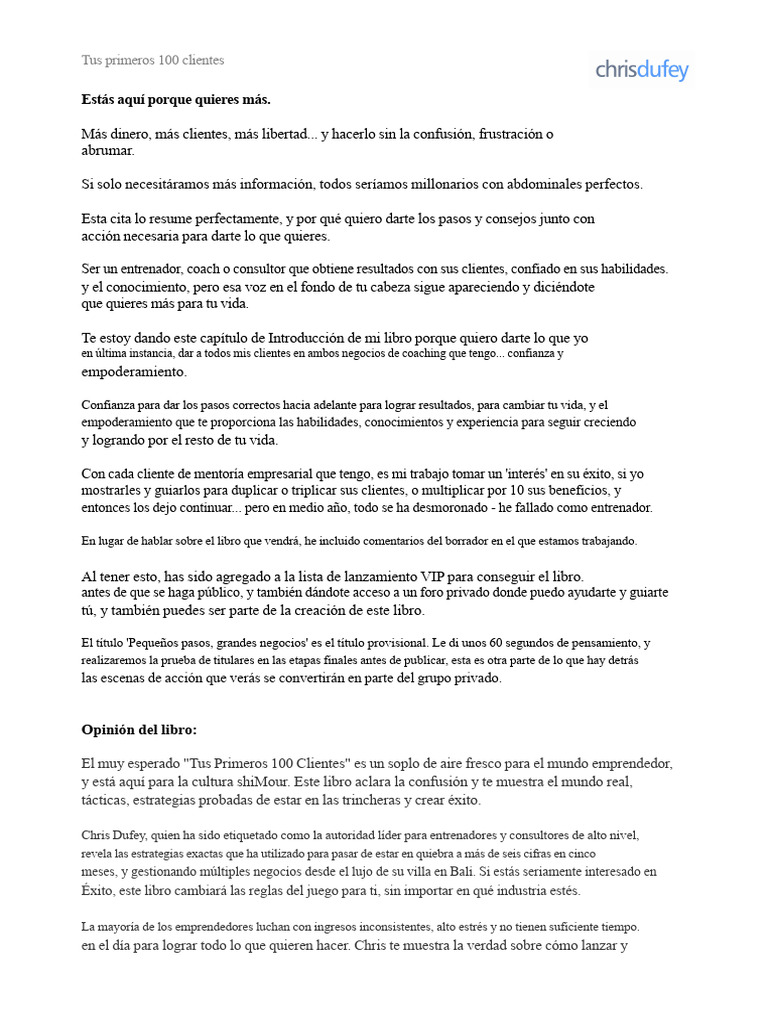 Cómo Conseguir Tus Primeros 100 Clientes | PDF | Marketing | Persuasión